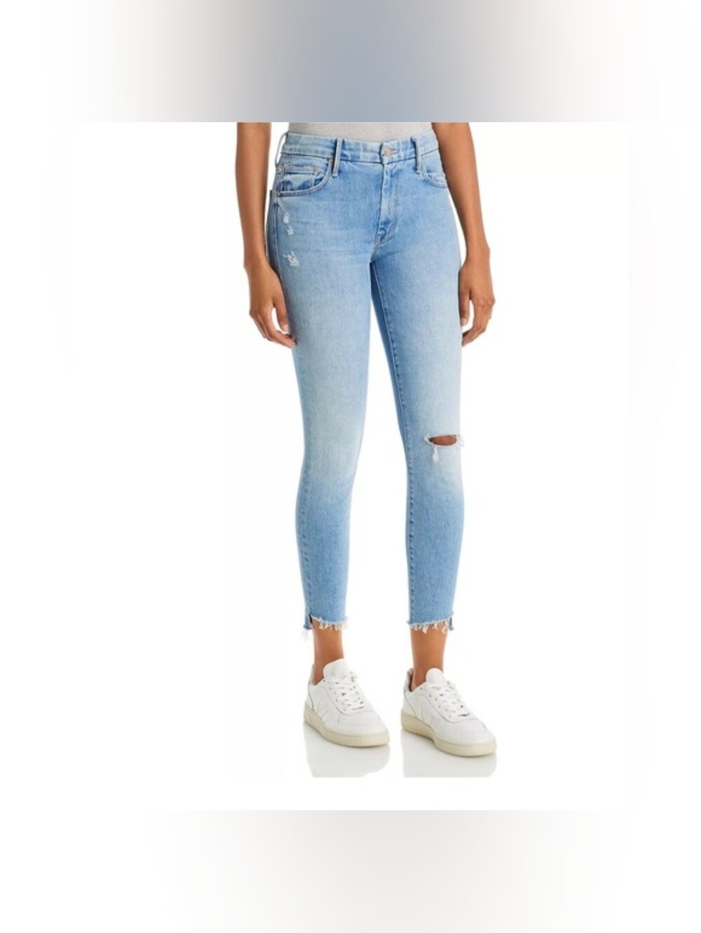 MOTHER The Looker Step Ankle Frayed Skinny Jeans in Despite Differences